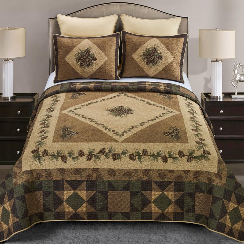 Donna Sharp Twin Polyester Bedding Set - 2 Piece - Antique Pine Lodge Quilt Set with Twin Quilt and Standard Pillow Sham - Machine Washable - Image 3